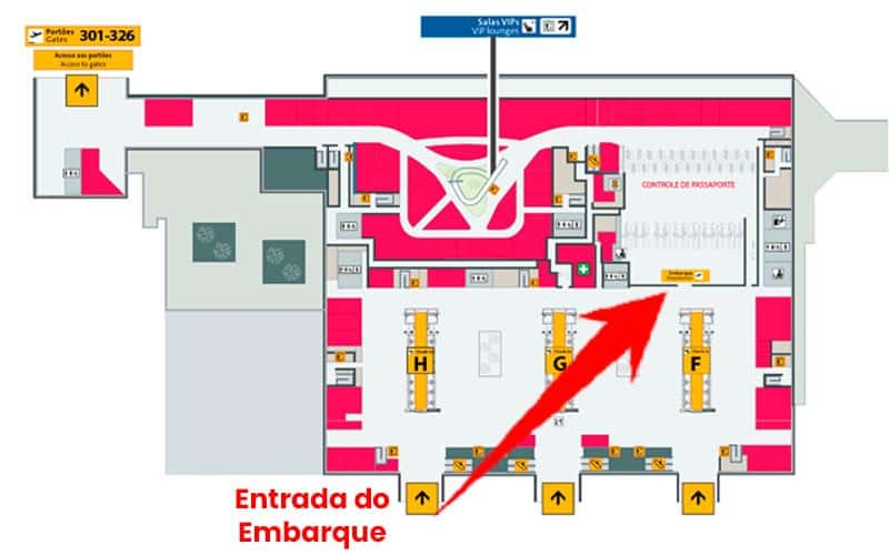 Mapa do terminal 3 do Aeroporto de Guarulhos