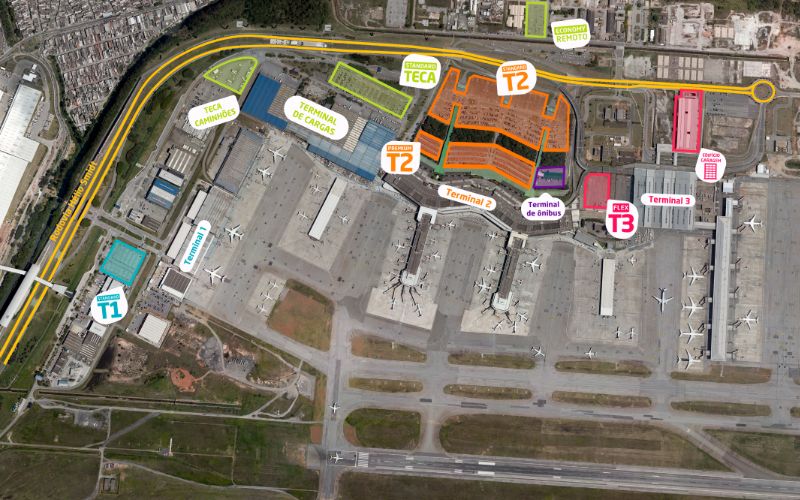 Mapa do estacionamento do Aeroporto de Guarulhos