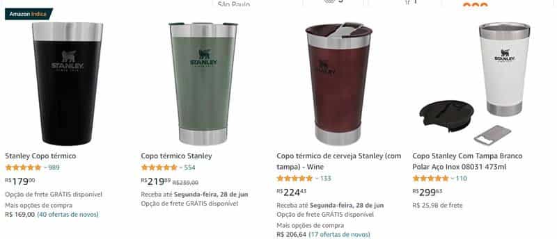 Promoção de copo Stanley na Amazon