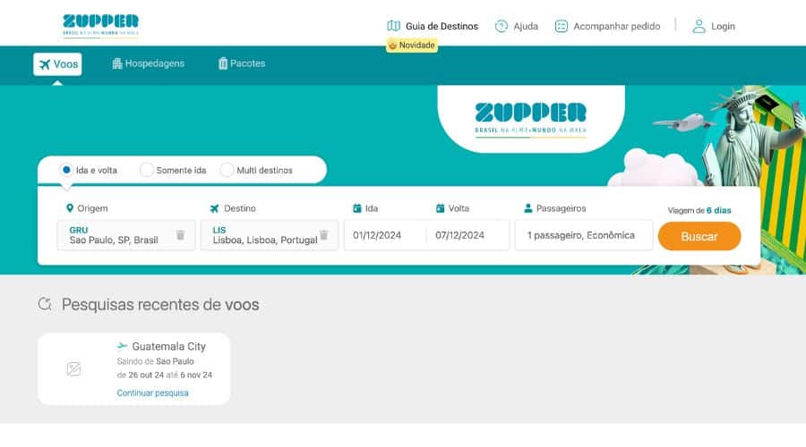 Página principal do site do Zupper