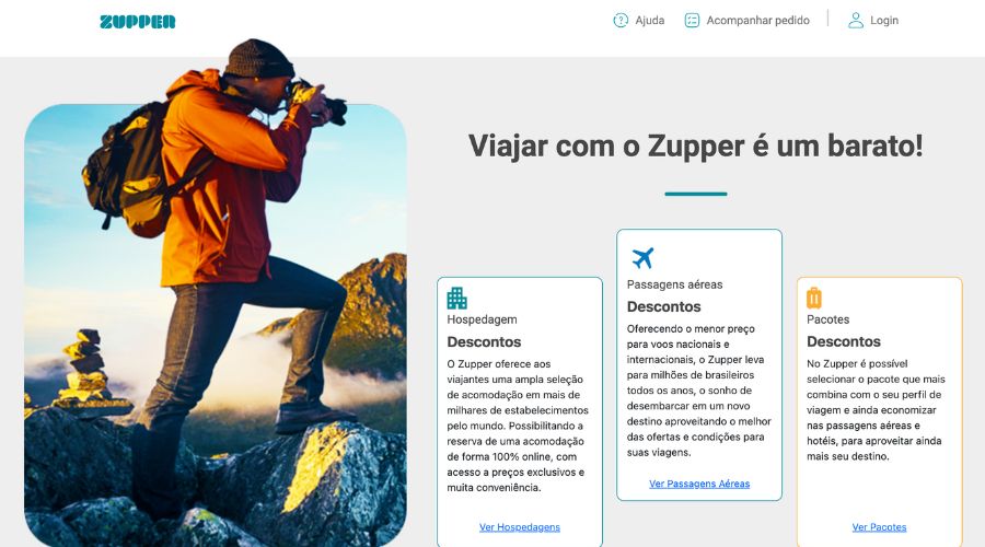 Explicando que o Zupper é uma agência de viagem online
