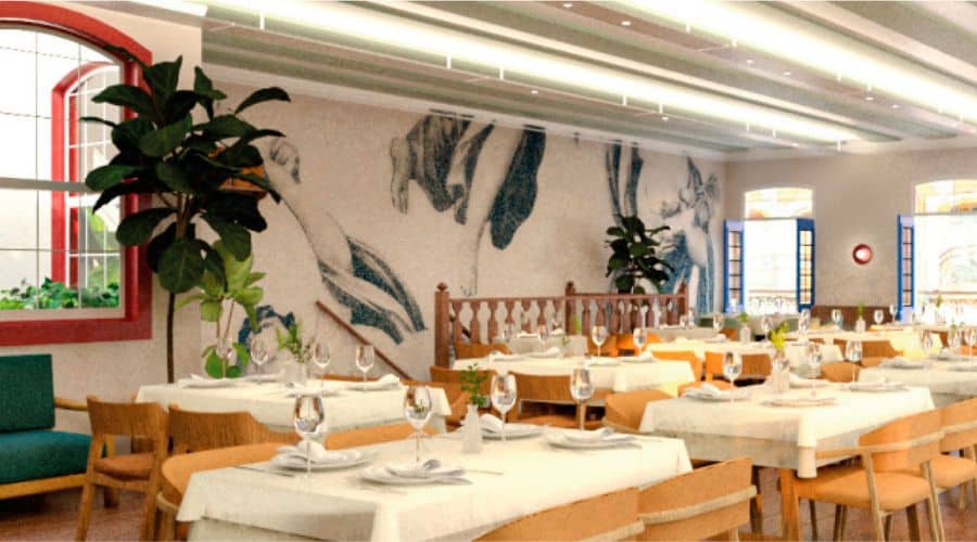 Espaço do Restaurante Casa do Ouvidor com mesas em um ambiente contemporâneo