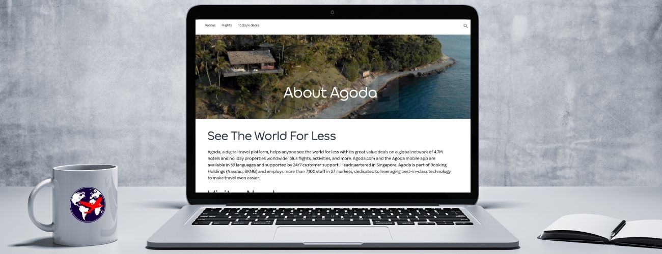 Agoda é confiável. Site da Agoda aberto no computador.